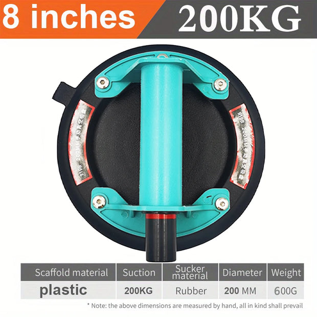 2025 New industrial suction cup with 200KG load capacity, 8-inch rubber bottom and plastic handle for handling large glass