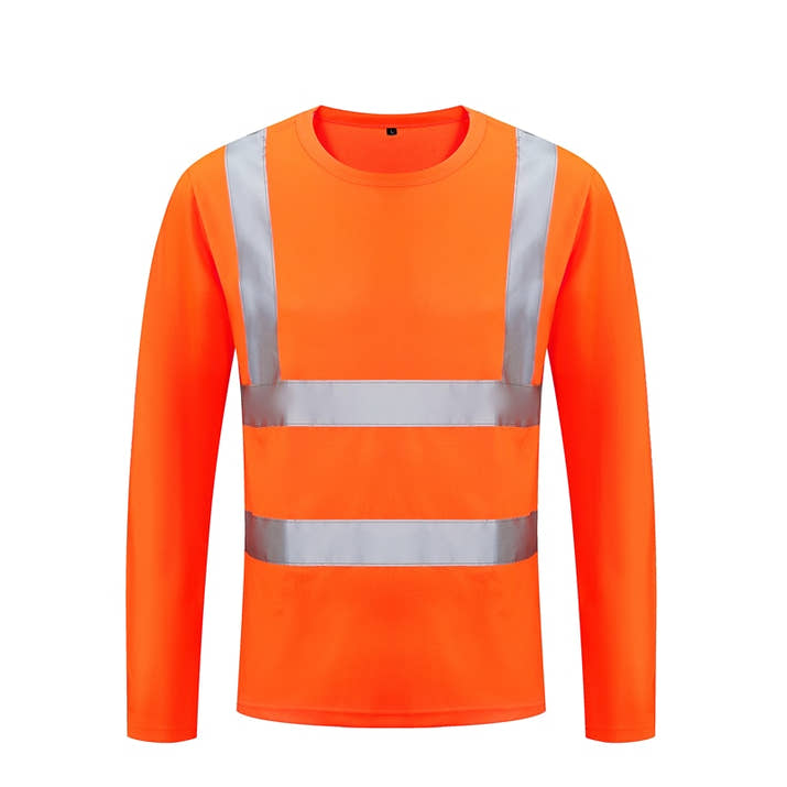 Fluorescent Yellow High Visibility Shirts Reflective Safety t-Shirt Long Sleeve Hi Vis Shirt Quick Dry Construction Work Wear