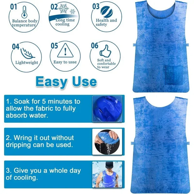 Cooling Vest Water Evaporative Cool Shirt Heatstroke Prevention Evaporative Ice Cooling Vest for MS Patient Outdoor Working
