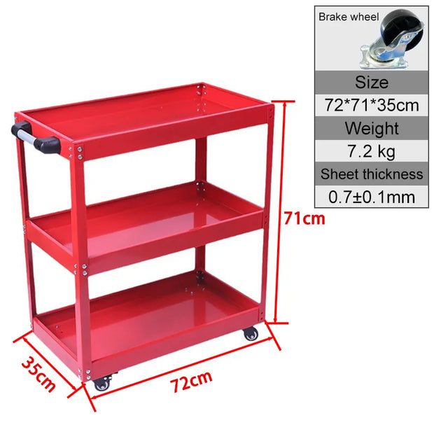 Heavy Duty 3 Tier Rolling Cart Organizer Workshop Hardware Mobile Multifunction Utility Carts with Wheels for Garage