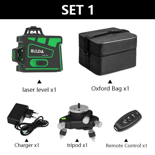 Laser Level 12 Lines 3D Self-Leveling 360 Horizontal And Vertical Cross Super Powerful Green Laser Beam Line