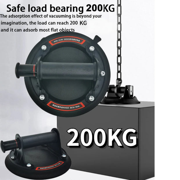 2025 New industrial suction cup with 200KG load capacity, 8-inch rubber bottom and plastic handle for handling large glass