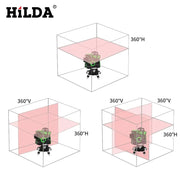Laser Level 12 Lines 3D Self-Leveling 360 Horizontal And Vertical Cross Super Powerful Green Laser Beam Line