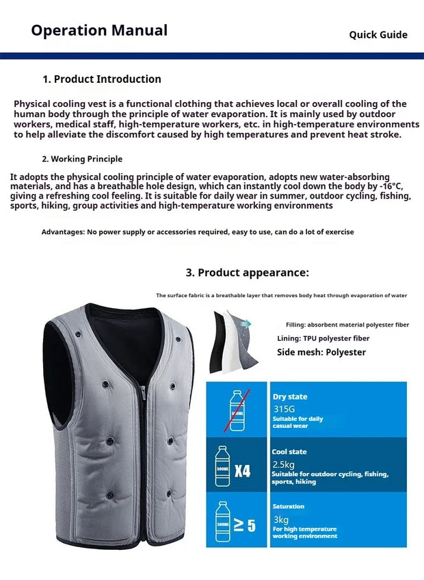 Summer Water Injection Evaporative Cooling Vests For Men Stay Cool Ultimate Heat Relief Outdoor High Temperature Work Vest Man