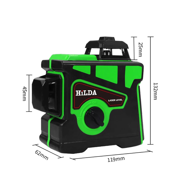 Laser Level 12 Lines 3D Self-Leveling 360 Horizontal And Vertical Cross Super Powerful Green Laser Beam Line