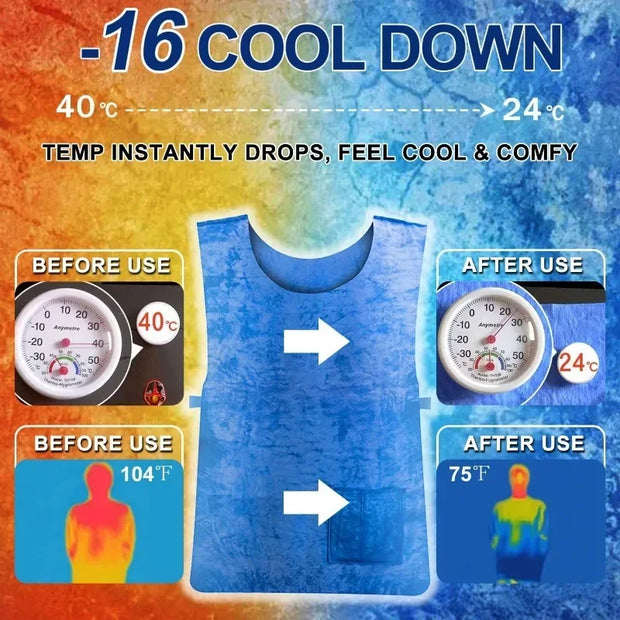 Cooling Vest Water Evaporative Cool Shirt Heatstroke Prevention Evaporative Ice Cooling Vest for MS Patient Outdoor Working