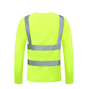 Fluorescent Yellow High Visibility Shirts Reflective Safety t-Shirt Long Sleeve Hi Vis Shirt Quick Dry Construction Work Wear