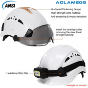 Construction Safety Helmet With Goggles Visor High Quality ABS Hard Hat Light ANSI Industrial Work Head Protection Rescue CR08