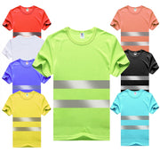 Size 4XL Reflective Shirts for Men Safety Construction Work Shirts Summer Quick Dry t shirt O-neck hi vis Workwear Shirt